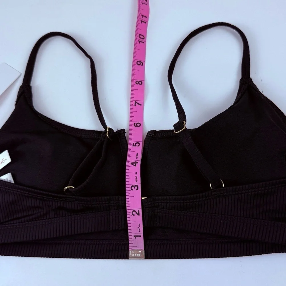 Salt + Cove Bikini Top Juniors Size Large Black Ribbed V Cut Front NWT